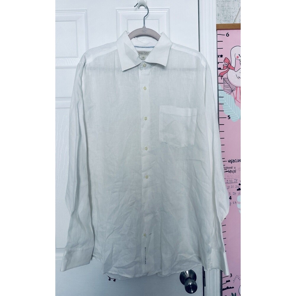 NWOT Banana Republic 100% Linen White XL Mens Shirt Long Sleeves